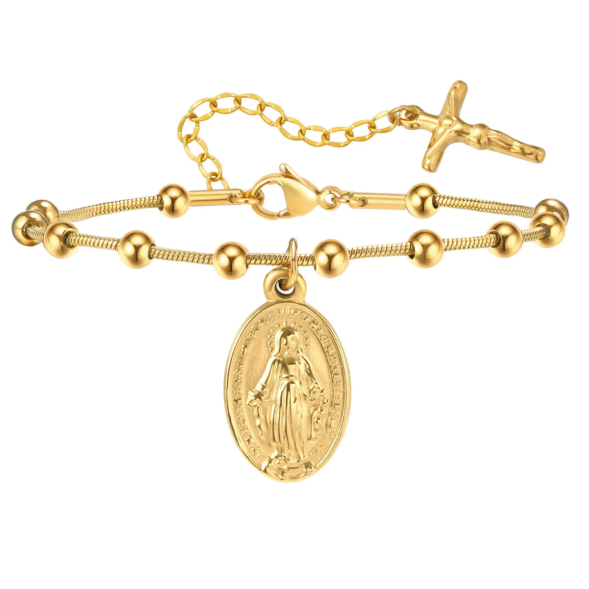 Rosenkranz Jungfrau Maria Gebet Edelstahl Armband 