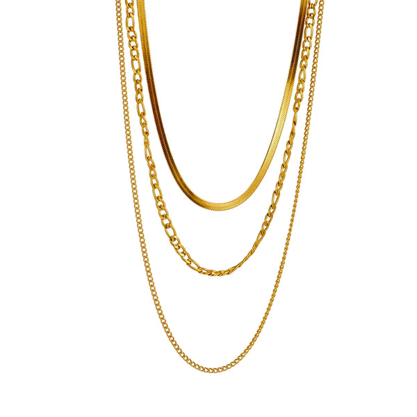 The Snake Set – Golden Stainless Steel Layered Necklace Set