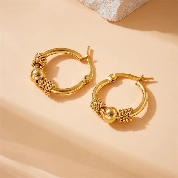 Safia - Golden Stainless Steel Ear Hoops