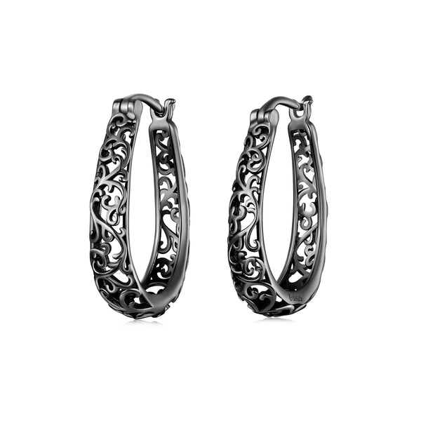 Audrey - Filigree Hoop Earrings Sterling Silver Vintage