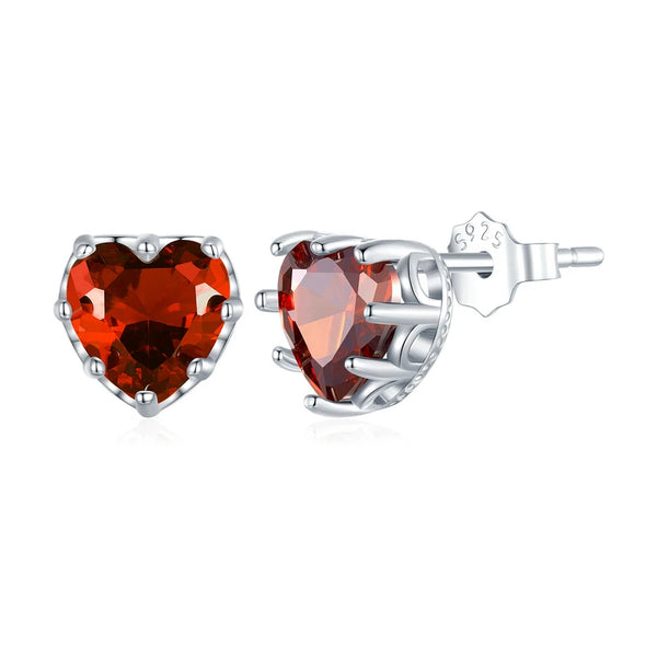 Juno - Heart-Shaped Birthstone Zircon Ear Studs – A Touch of Personal Magic