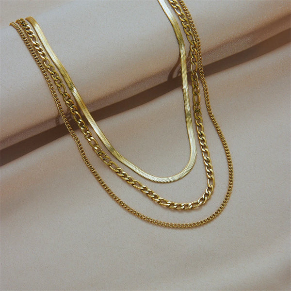 The Snake Set – Golden Stainless Steel Layered Necklace Set