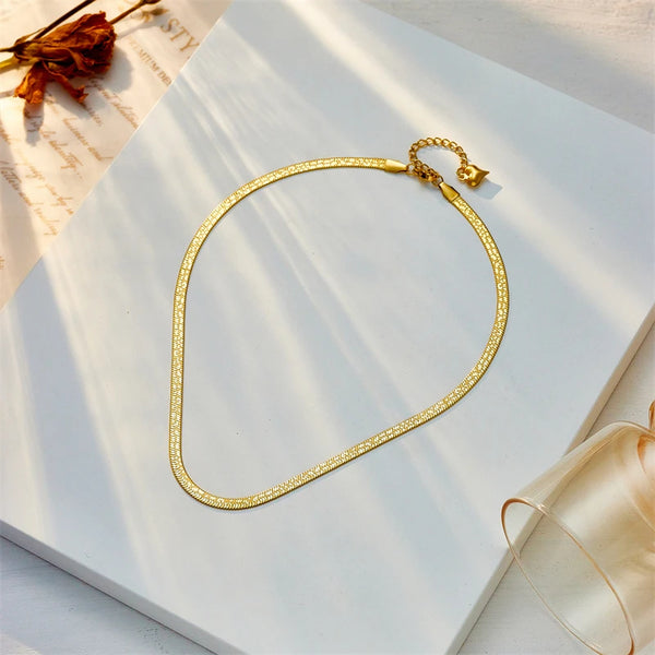 The Leopard Snake – Golden Stainless Steel Snake Necklace with Leopard Pattern
