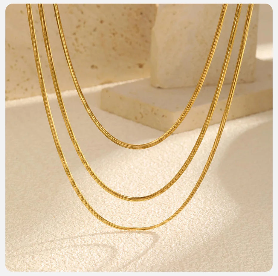 Ivy - Snake Herringbonde Layered Necklace Stainless Steel