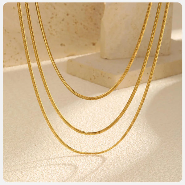 Ivy - Snake Herringbonde Layered Necklace Stainless Steel