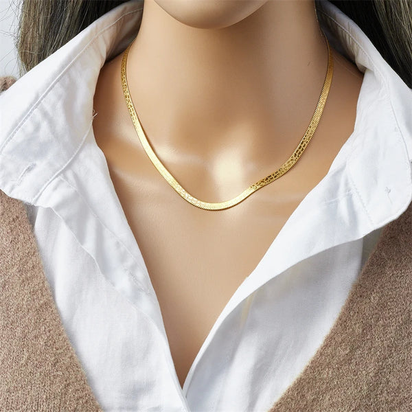 The Leopard Snake – Golden Stainless Steel Snake Necklace with Leopard Pattern