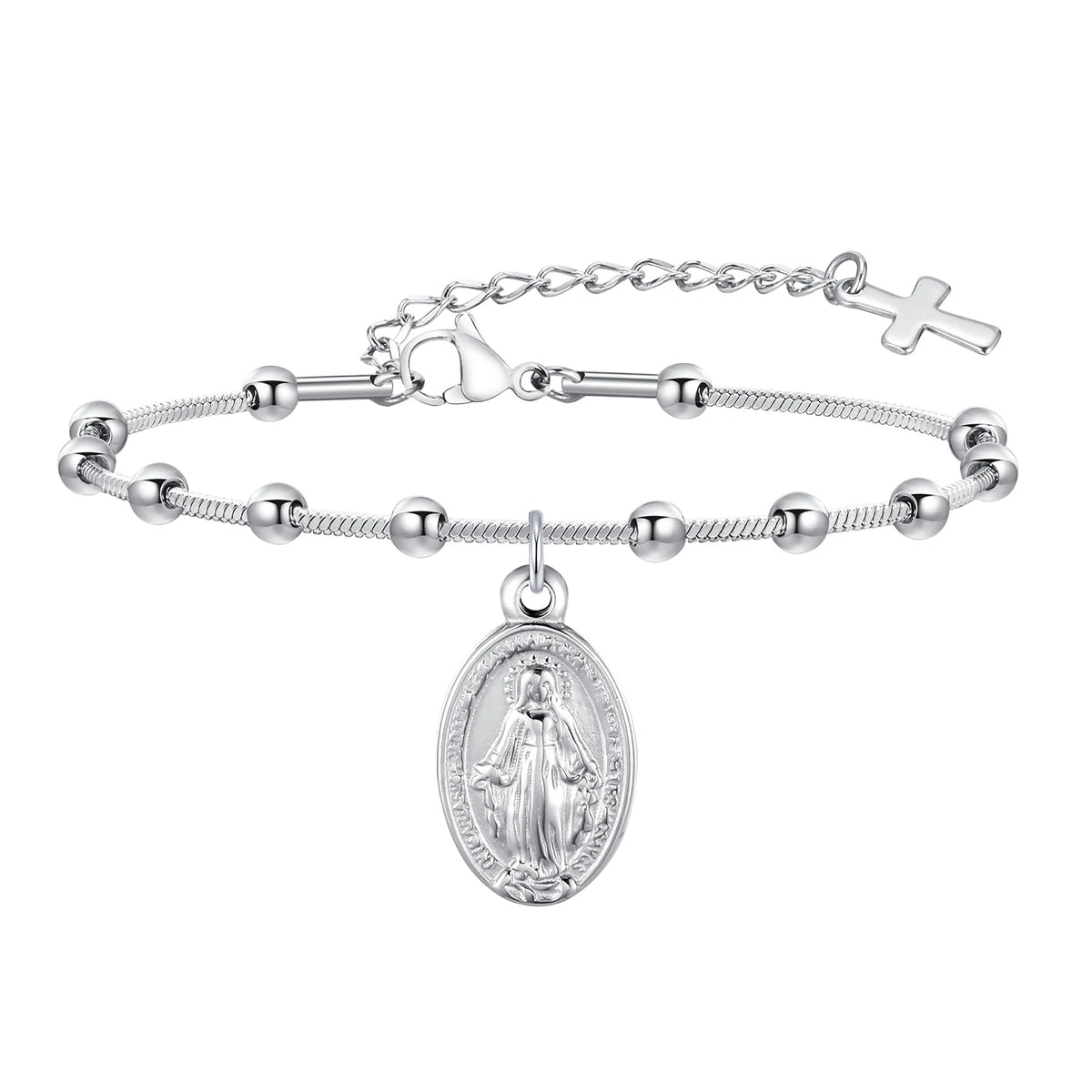 Rosenkranz Jungfrau Maria Gebet Edelstahl Armband 