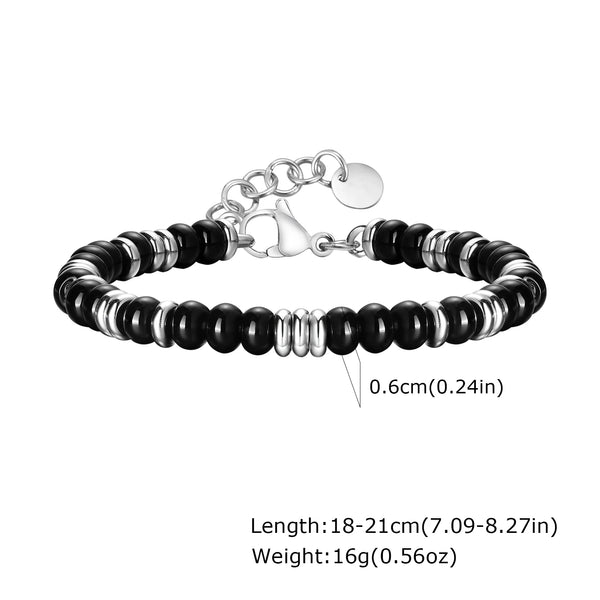 Natuurlijke Obsidiaan Edelsteen Roestvrijstalen Heren Armband