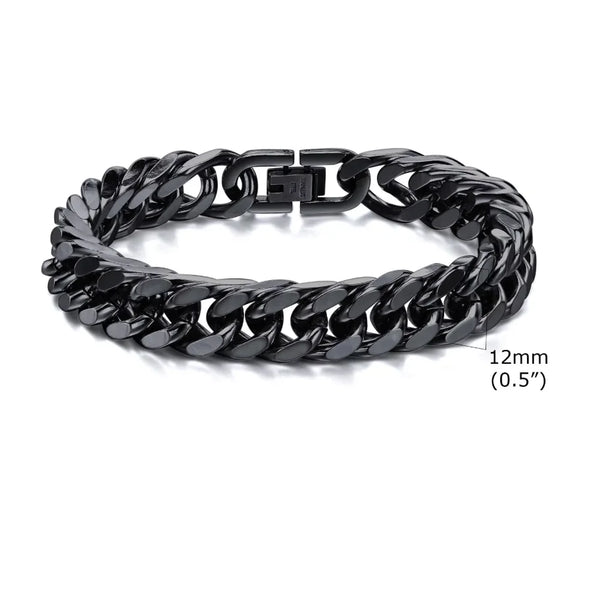 Valor Black - Roestvrijstalen Cubaanse armband voor heren
