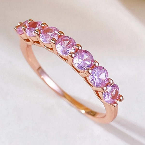 Anaïs - Roségoud vergulde sterling zilveren ring met roze saffieren
