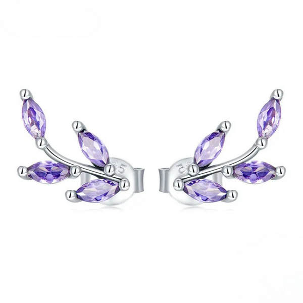 Ava - Lavender leaf branches Ear studs