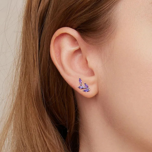 Ava - Lavender leaf branches Ear studs