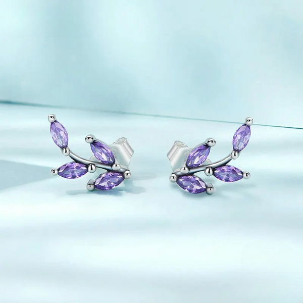 Ava - Lavender leaf branches Ear studs